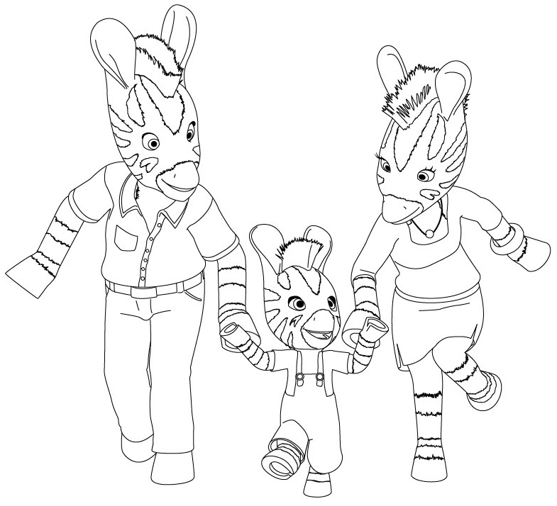 coloriage zou et ses parents se promenent